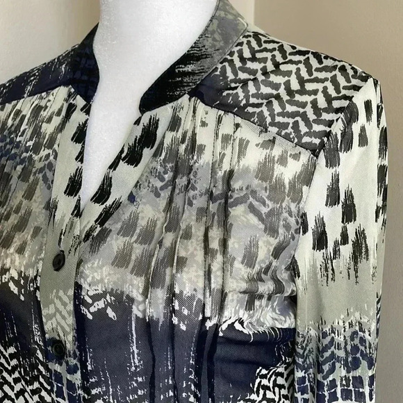 PerSeption Concepts Sheer Button Down Roll Sleeve Blouse.​​ - Picture 5 of 16